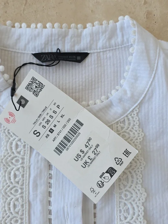 Zara Chloe Inspried Boho White Blouse. - Picture 4 of 4